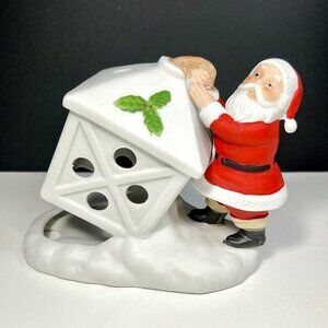 Colonial Candle of Cape‎ Cod Santa With Lantern Ceramic Votive Holder Christmas